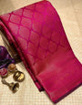 Luxuriant Dark Pink Soft Silk Saree With Inspiring Blouse Piece