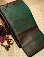 Enchanting Green Soft Silk Saree With Supernal Blouse Piece