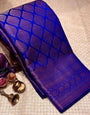 Symmetrical Royal Blue Soft Silk Saree With Most Stunning Blouse Piece