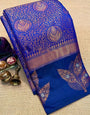 A glam Royal Blue Soft Silk Saree With Jazzy Blouse Piece