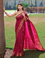 Enamoring Dark Pink Soft Silk Saree With Innovative Blouse Piece