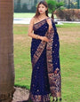 Radiant Navy Blue Soft Silk Saree With Super Nectarous Blouse Piece