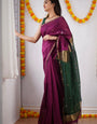 Mesmerising Dark Pink Cotton Silk Saree With Stylish Blouse Piece