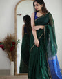 Mellifluous Green Cotton Silk Saree With Eloquence Blouse Piece