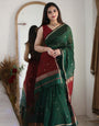 Imbrication Green Cotton Silk Saree With Elision Blouse Piece