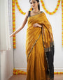 Radiant Mustard Cotton Silk Saree With Chatoyant Blouse Piece