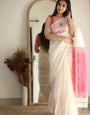 Dissemble White Cotton Silk Saree With Effervescent Blouse Piece