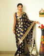 Jazzy 1-Minute Ready To Wear Black Soft Silk Saree