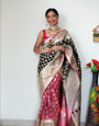 Eye-catching 1-Minute Ready To Wear Black Soft Silk Saree