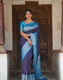 Sophisticated Navy Blue Soft Silk Saree With Beautiful Blouse Piece