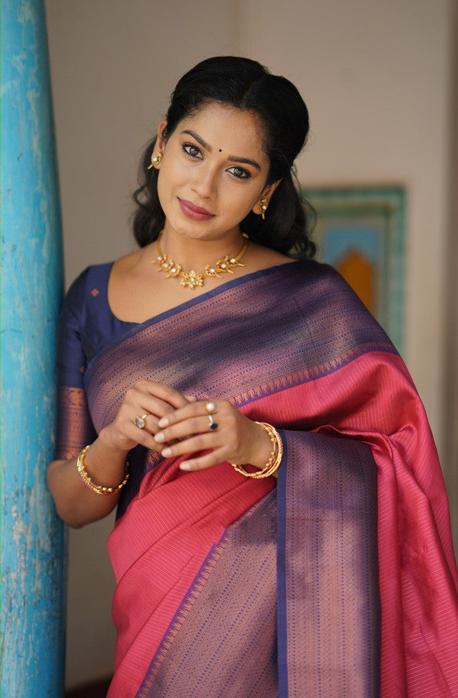 Trendy Tomato Soft Silk Saree With Mellifluous Blouse Piece