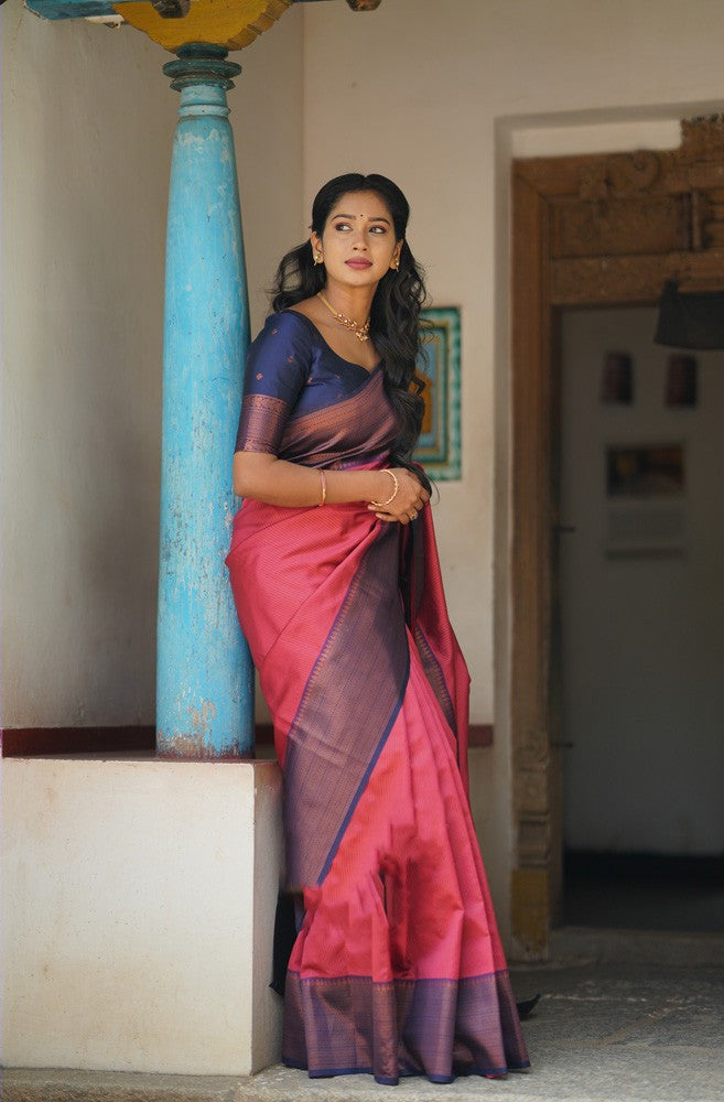 Trendy Tomato Soft Silk Saree With Mellifluous Blouse Piece