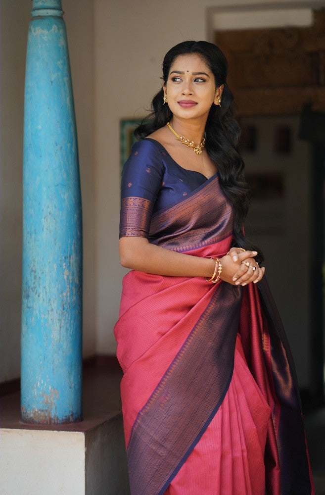 Trendy Tomato Soft Silk Saree With Mellifluous Blouse Piece