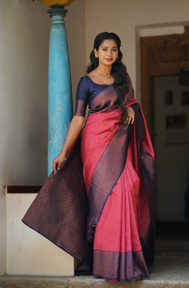 Trendy Tomato Soft Silk Saree With Mellifluous Blouse Piece