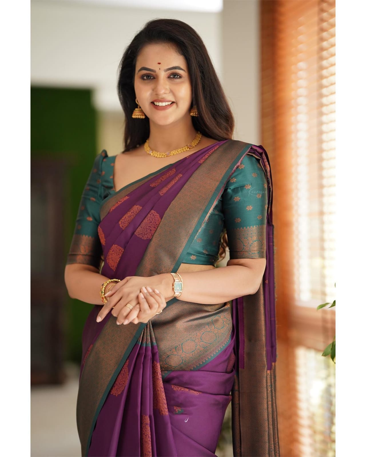 Serendipity Purple Soft Silk Saree With Magnificat Blouse Piece