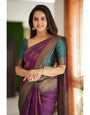 Serendipity Purple Soft Silk Saree With Magnificat Blouse Piece