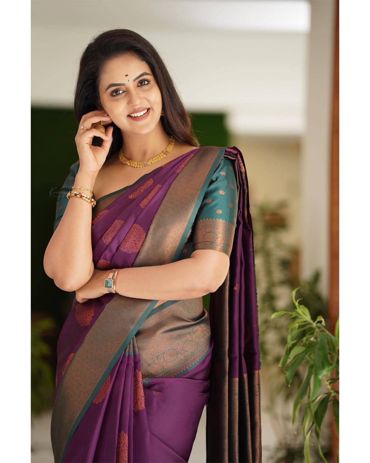 Serendipity Purple Soft Silk Saree With Magnificat Blouse Piece