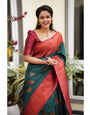 Devastating Rama Soft Silk Saree With Profuse Blouse Piece