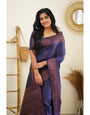 Comely Navy Blue Soft Silk Saree With Desirable Blouse Piece