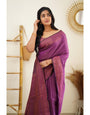 Traditional Purple Soft Silk Saree With Luxuriant Blouse Piece