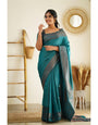 A dreamy Rama Soft Silk Saree With Enchanting Blouse Piece