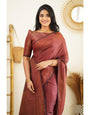 Prettiest Wine Soft Silk Saree With Fragrant Blouse Piece