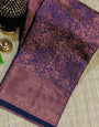 Serendipity Purple Soft Silk Saree With Opulent Blouse Piece