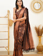 Enigmatic Brown Soft Silk Saree With Delectable Blouse Piece