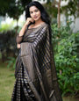 Mesmeric Black Soft Silk Saree With Ratatouille Blouse Piece