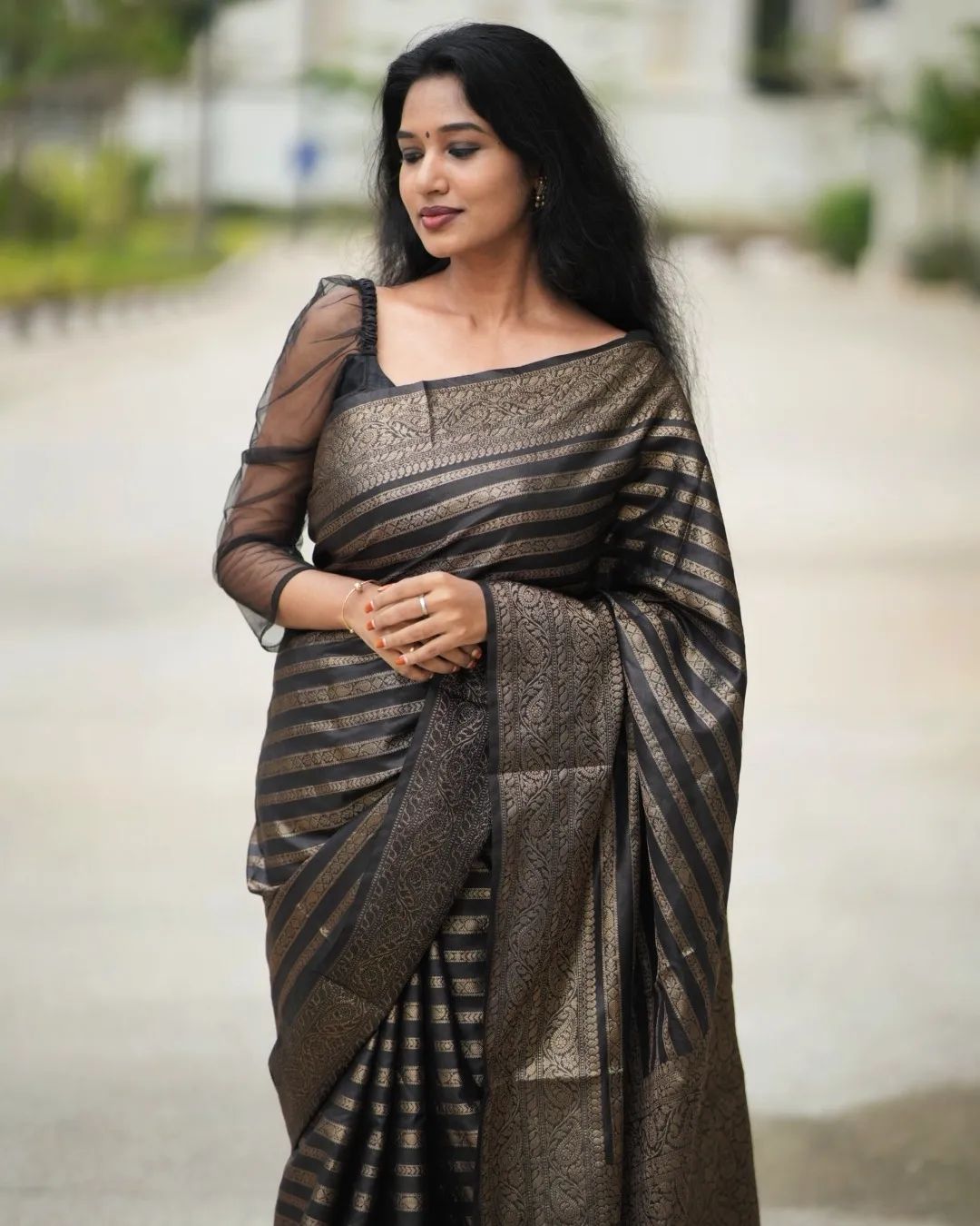 Mesmeric Black Soft Silk Saree With Ratatouille Blouse Piece