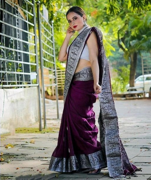 Dalliance Purple Soft Silk Saree With Sumptuous Blouse Piece