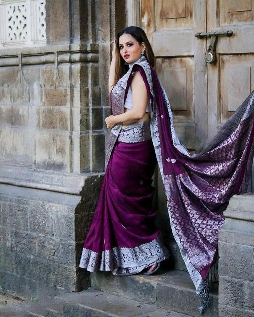 Dalliance Purple Soft Silk Saree With Sumptuous Blouse Piece