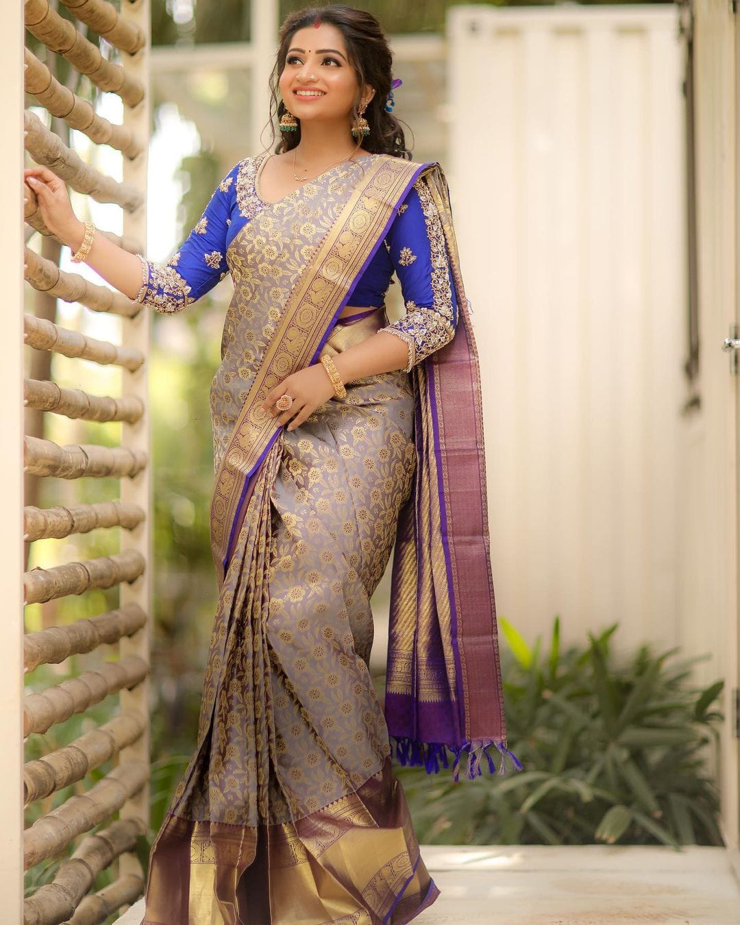 Surpassing Grey Soft Silk Saree With Gleaming Two Blouse Piece