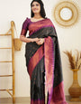 Palimpsest Black Soft Silk Saree With Hypnotic Blouse Piece