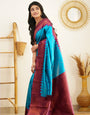 Lissome Firozi Soft Silk Saree With Captivating Blouse Piece