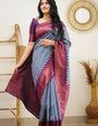 Fugacious Grey Soft Silk Saree With Arresting Blouse Piece