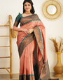 Ebullience Peach Soft Silk Saree With Breathtaking Blouse Piece