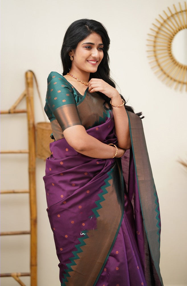 Demesne Purple Soft Silk Saree With Engrossing Blouse Piece