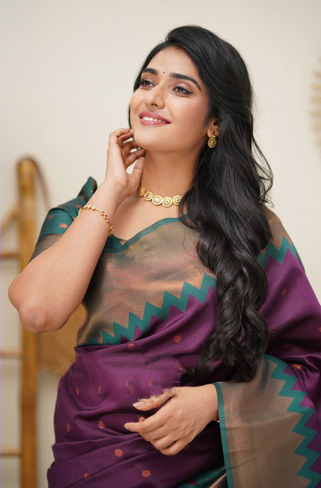 Demesne Purple Soft Silk Saree With Engrossing Blouse Piece