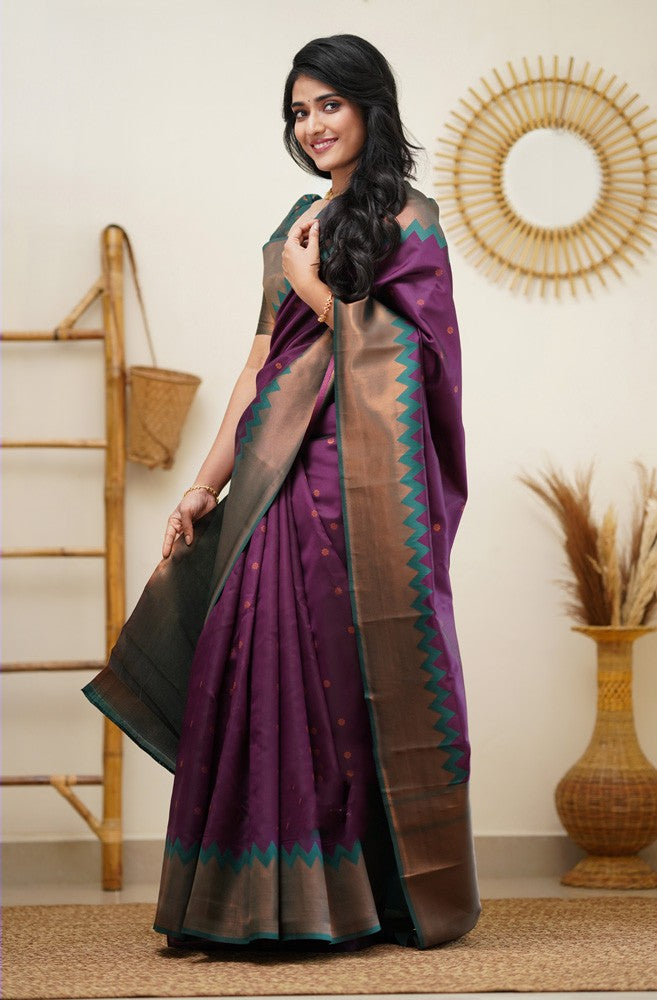 Demesne Purple Soft Silk Saree With Engrossing Blouse Piece