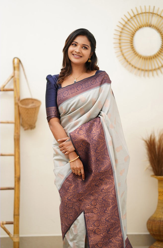 Prominent Beige Soft Silk Saree With Scrumptious Blouse Piece