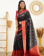 Hypnotic Black Soft Silk Saree With Snazzy Blouse Piece