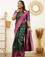 Engrossing Green Soft Silk Saree With Felicitous Blouse Piece