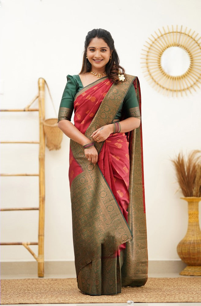 Surpassing Maroon Soft Silk Saree With Amiable Blouse Piece