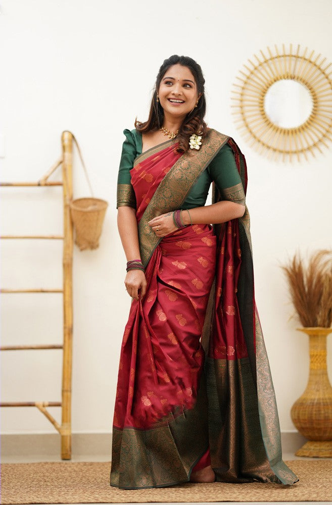 Surpassing Maroon Soft Silk Saree With Amiable Blouse Piece