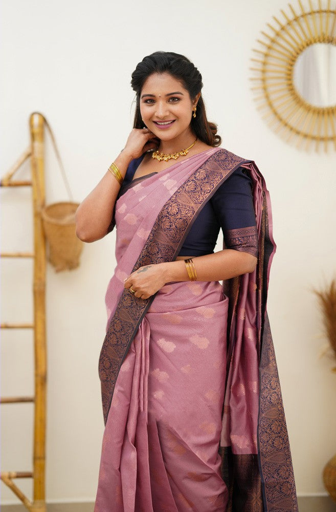 Charming Pink Soft Silk Saree With Incredible Blouse Piece