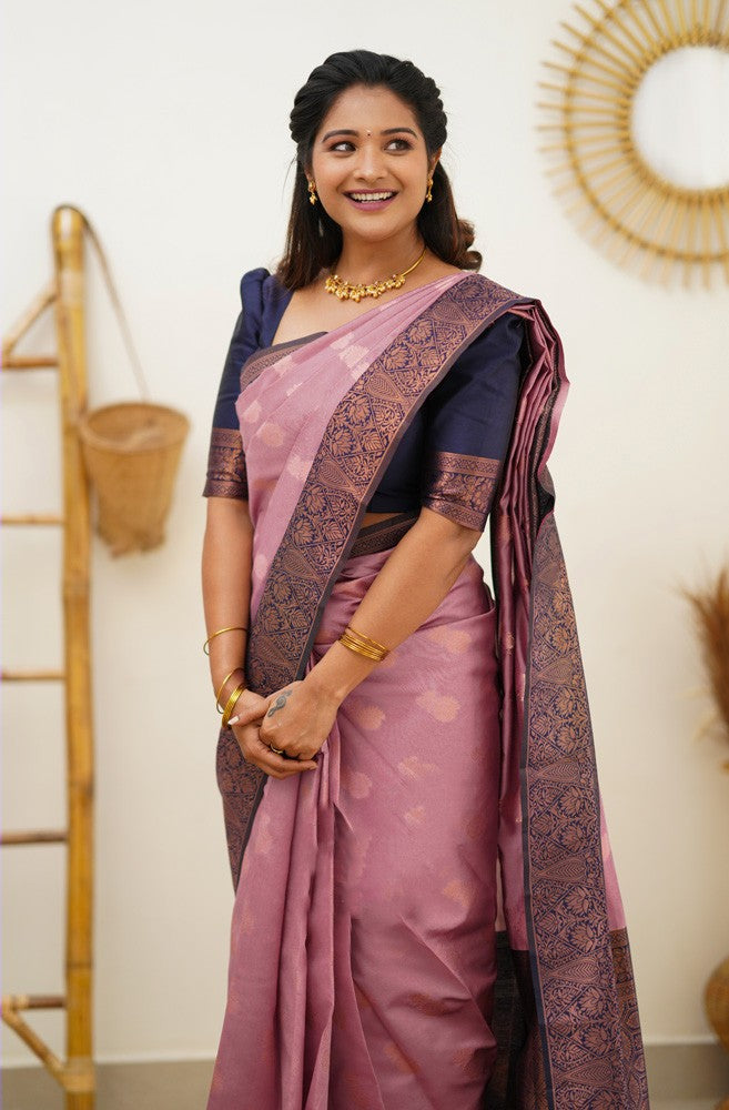 Charming Pink Soft Silk Saree With Incredible Blouse Piece