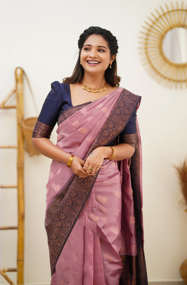 Charming Pink Soft Silk Saree With Incredible Blouse Piece