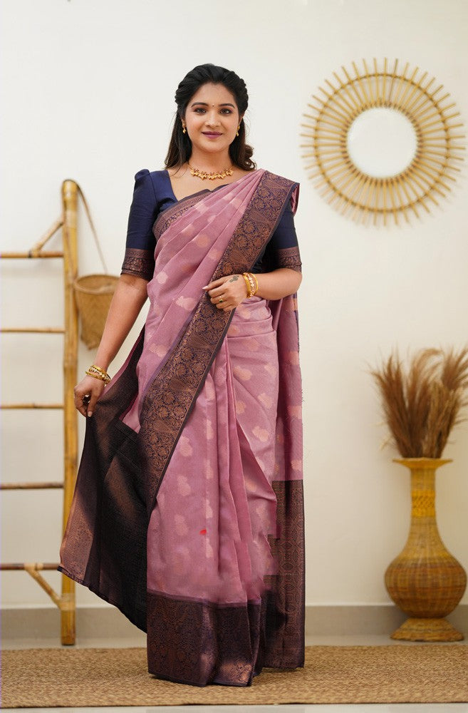 Charming Pink Soft Silk Saree With Incredible Blouse Piece