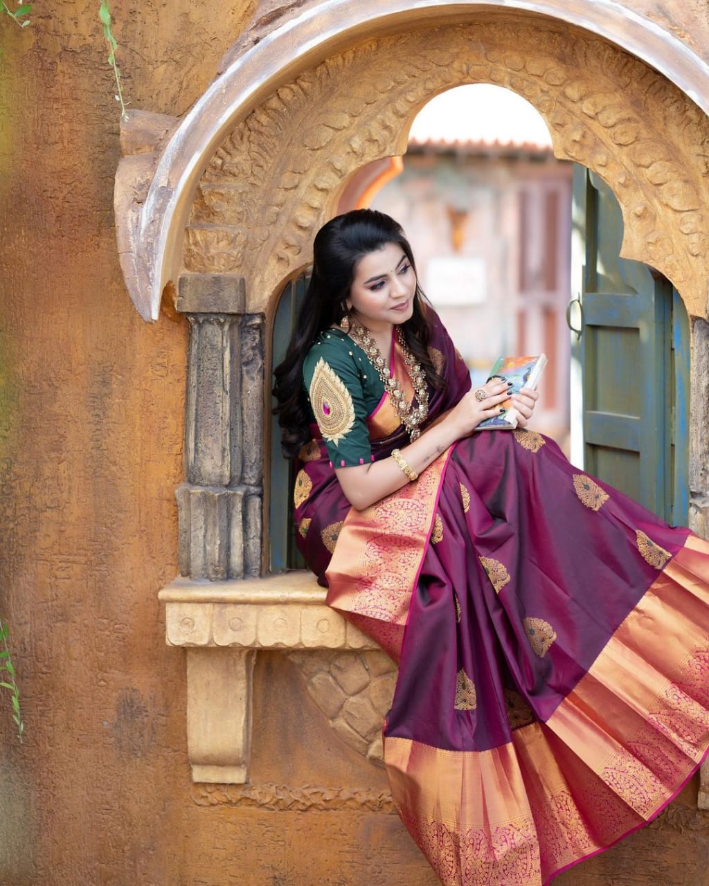 Exquisite Wine Soft Silk Saree With Invaluable Blouse Piece